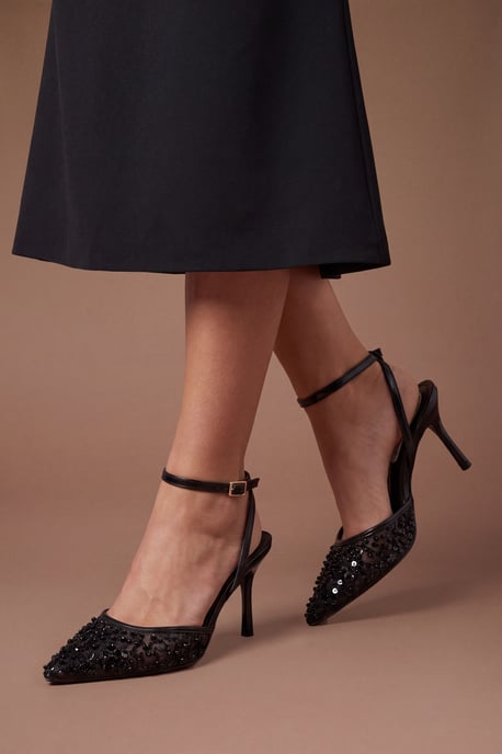 Maria Faux Leather Sequin Embellished Stiletto Court Shoes - Image 1