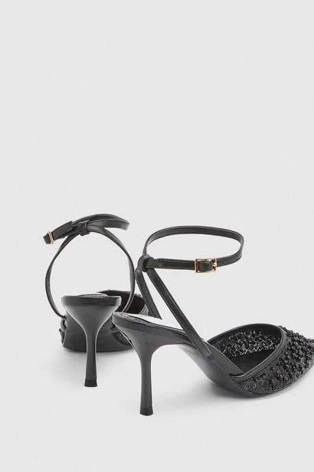 Maria Faux Leather Sequin Embellished Stiletto Court Shoes - Image 4