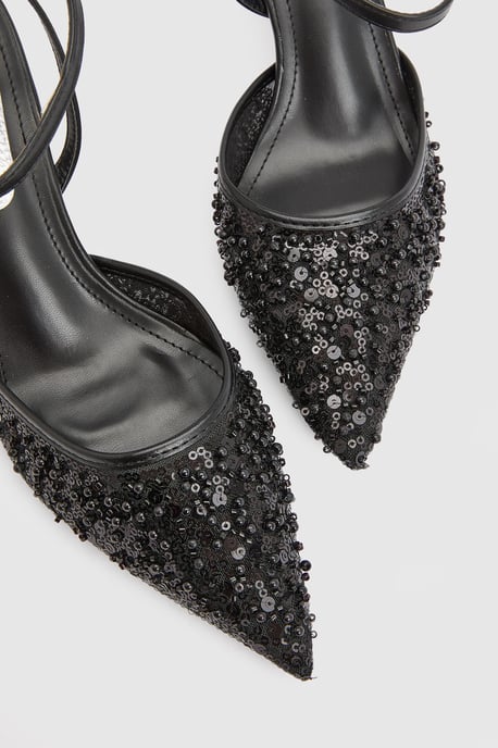 Maria Faux Leather Sequin Embellished Stiletto Court Shoes - Image 5