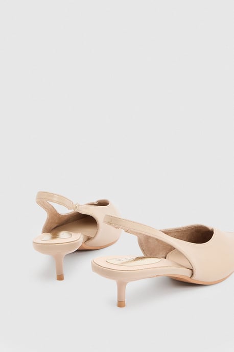 Bonnie Faux Leather Slingback Kitten Heel Court Shoes - Image 4
