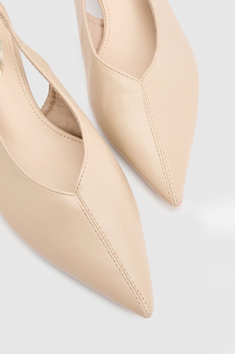 Bonnie Faux Leather Slingback Kitten Heel Court Shoes - Image 5