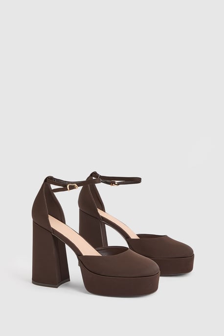 Faith: Cadence Satin Closed Toe Chunky Platform Heeled Shoes - Image 3