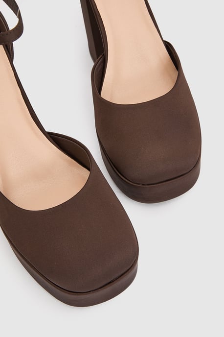 Faith: Cadence Satin Closed Toe Chunky Platform Heeled Shoes - Image 5