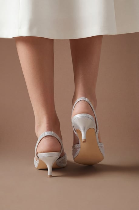Trinity Embellished Slingback Kitten Heel Court Shoes - Image 2