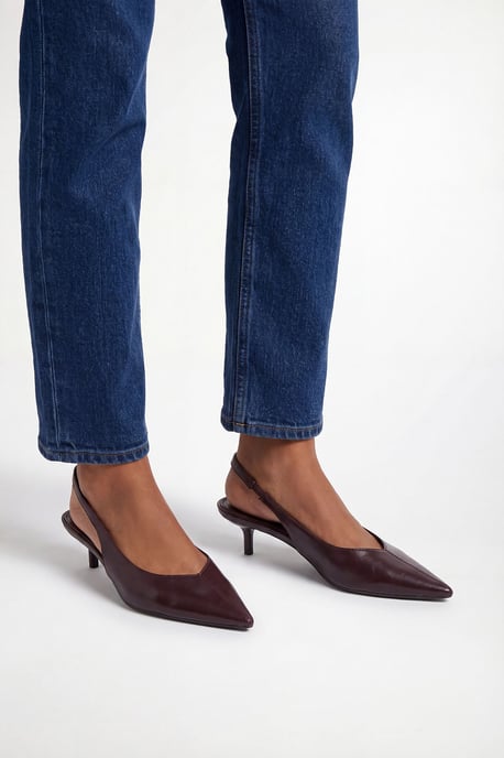 Bonnie Faux Leather Slingback Kitten Heel Court Shoes - Image 1