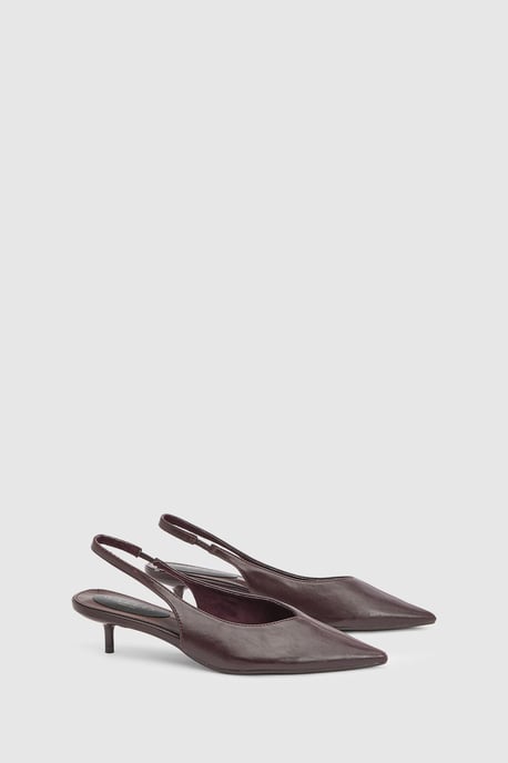 Bonnie Faux Leather Slingback Kitten Heel Court Shoes - Image 3