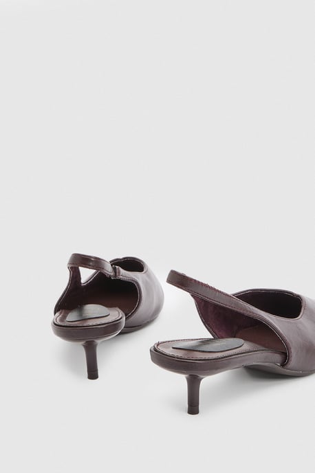 Bonnie Faux Leather Slingback Kitten Heel Court Shoes - Image 4