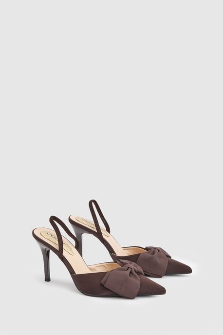 Jasmin Satin Slingback High Stiletto Heel Bow Detail Court Shoe - Image 3