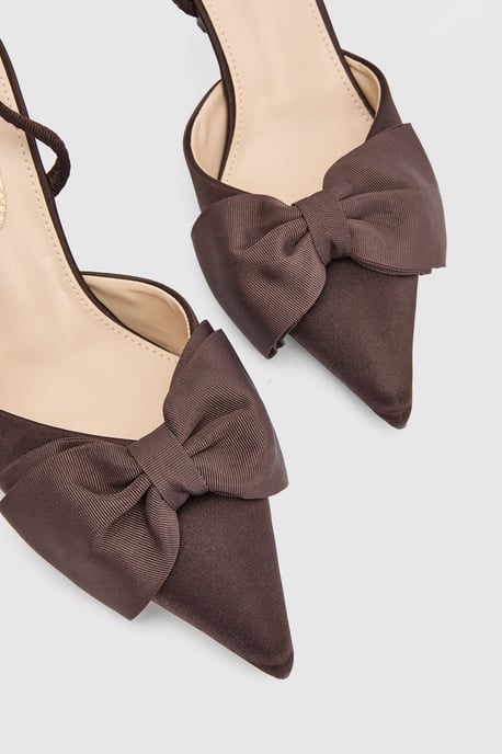 Jasmin Satin Slingback High Stiletto Heel Bow Detail Court Shoe - Image 5