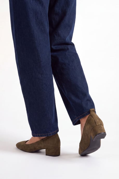 Layla Faux Suede Elasticated Back Low Block Heel Ballet Pumps - Image 2