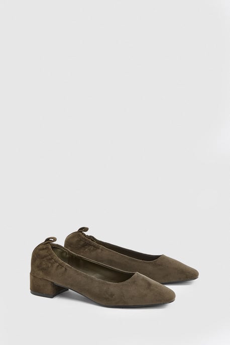 Layla Faux Suede Elasticated Back Low Block Heel Ballet Pumps - Image 3