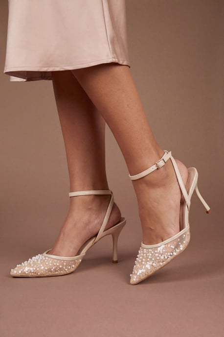 Maria Faux Leather Sequin Embellished Stiletto Court Shoes - Image 1