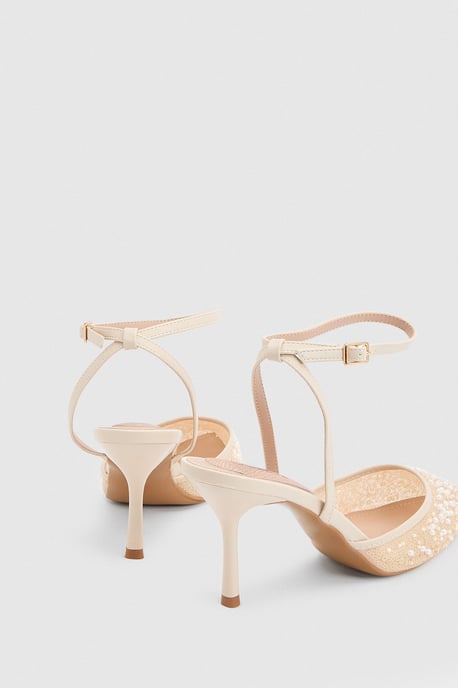 Maria Faux Leather Sequin Embellished Stiletto Court Shoes - Image 4