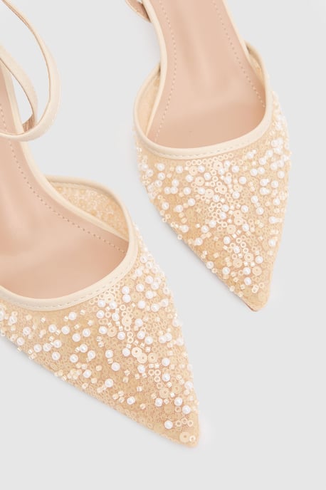 Maria Faux Leather Sequin Embellished Stiletto Court Shoes - Image 5