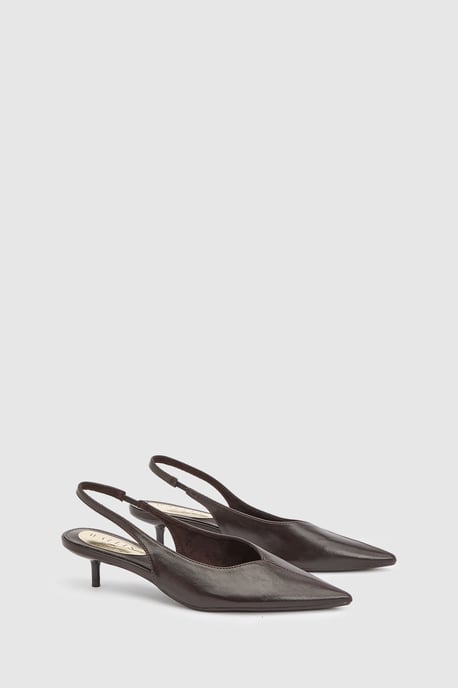 Bonnie Faux Leather Slingback Kitten Heel Court Shoes - Image 3