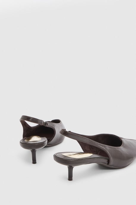 Bonnie Faux Leather Slingback Kitten Heel Court Shoes - Image 4
