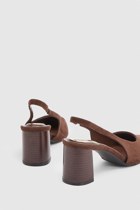 Abigail Faux Suede Slingback Block Heel Court Shoes - Image 3