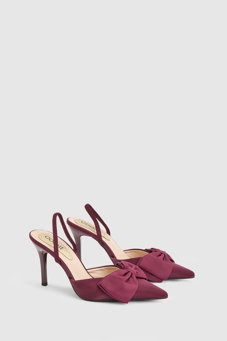 Jasmin Satin Slingback High Stiletto Heel Bow Detail Court Shoe - Image 3