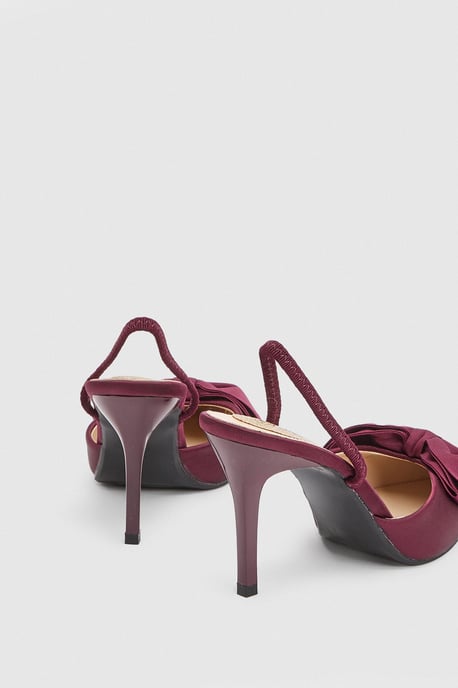 Jasmin Satin Slingback High Stiletto Heel Bow Detail Court Shoe - Image 4