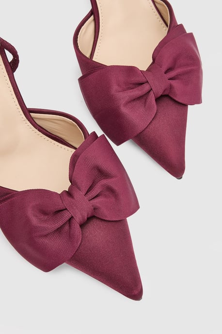 Jasmin Satin Slingback High Stiletto Heel Bow Detail Court Shoe - Image 5