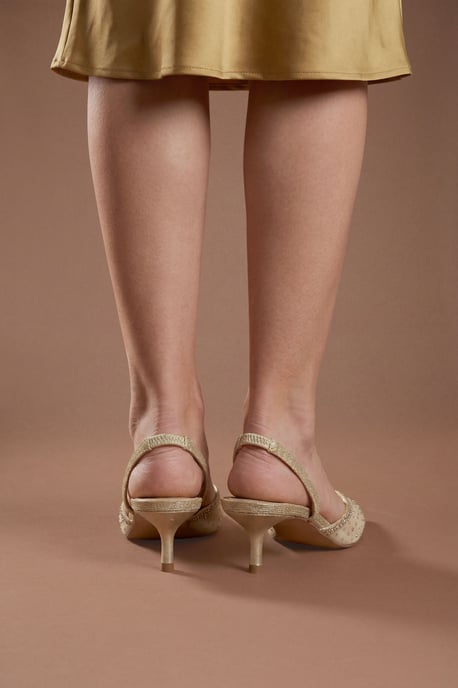 Trinity Embellished Slingback Kitten Heel Court Shoes - Image 2