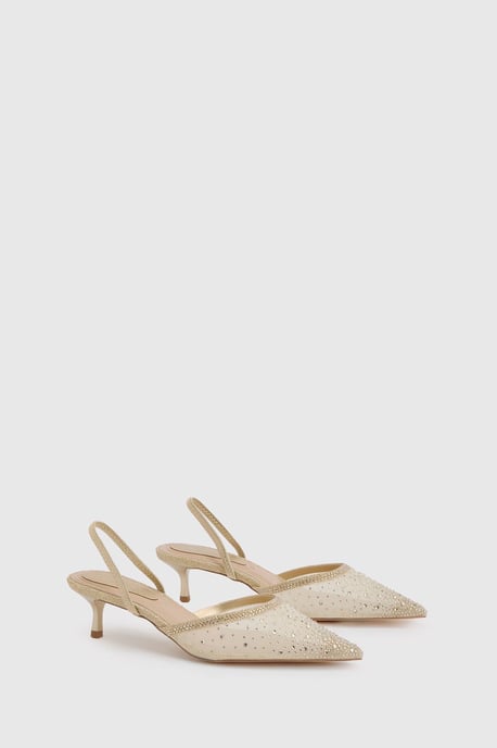 Trinity Embellished Slingback Kitten Heel Court Shoes - Image 3