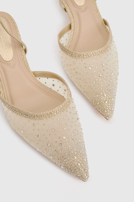 Trinity Embellished Slingback Kitten Heel Court Shoes - Image 5