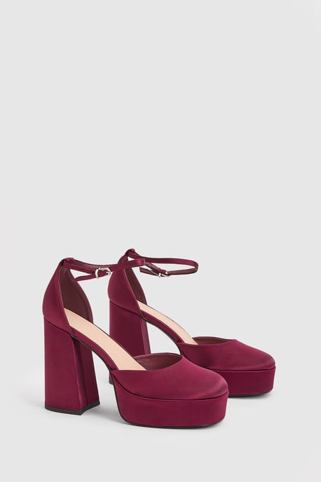 Faith: Cadence Satin Closed Toe Chunky Platform Heeled Shoes - Image 3