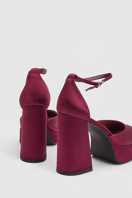 Faith: Cadence Satin Closed Toe Chunky Platform Heeled Shoes - Image 4
