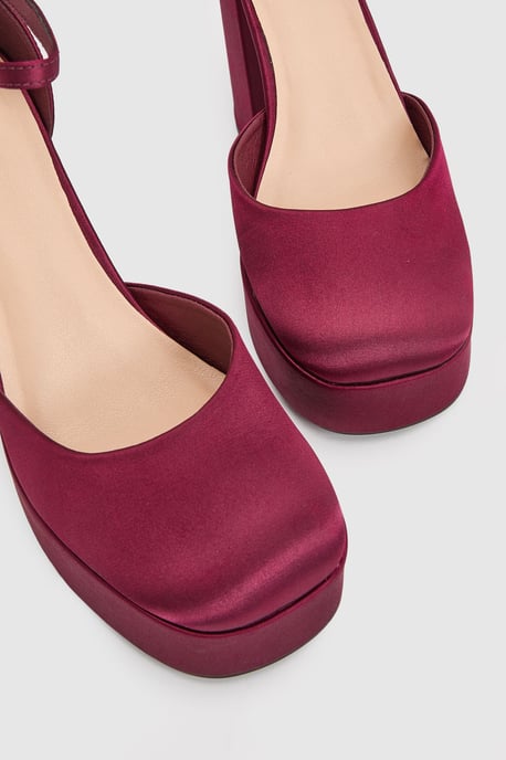 Faith: Cadence Satin Closed Toe Chunky Platform Heeled Shoes - Image 5