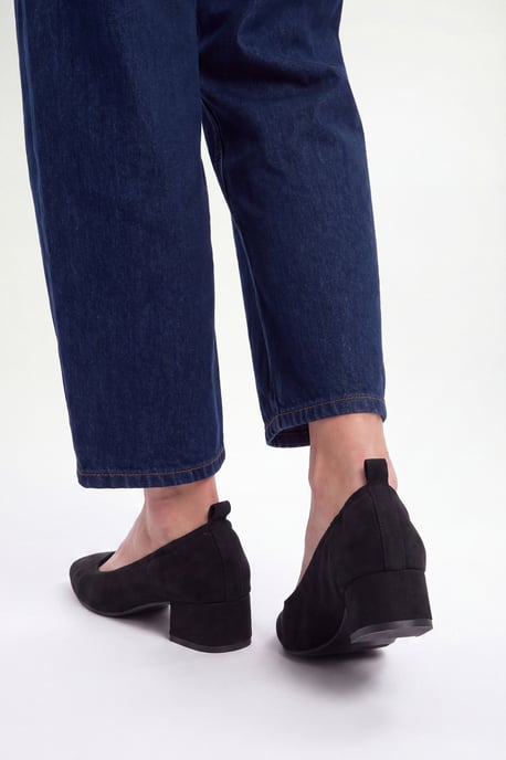 Layla Faux Suede Elasticated Back Low Block Heel Ballet Pumps - Image 2