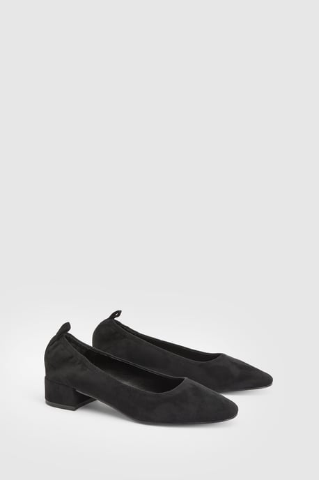 Layla Faux Suede Elasticated Back Low Block Heel Ballet Pumps - Image 3