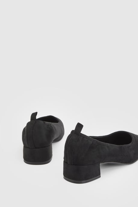 Layla Faux Suede Elasticated Back Low Block Heel Ballet Pumps - Image 4