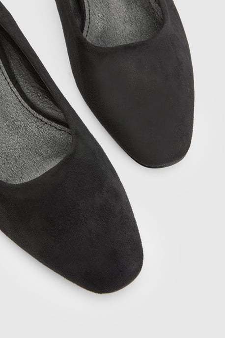 Layla Faux Suede Elasticated Back Low Block Heel Ballet Pumps - Image 5