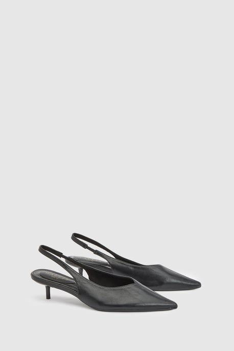 Bonnie Faux Leather Slingback Kitten Heel Court Shoes - Image 3