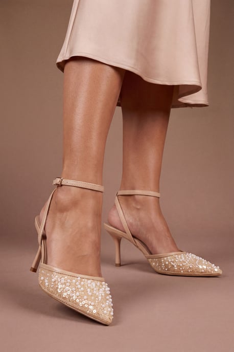 Maria Faux Leather Sequin Embellished Stiletto Court Shoes - Image 1