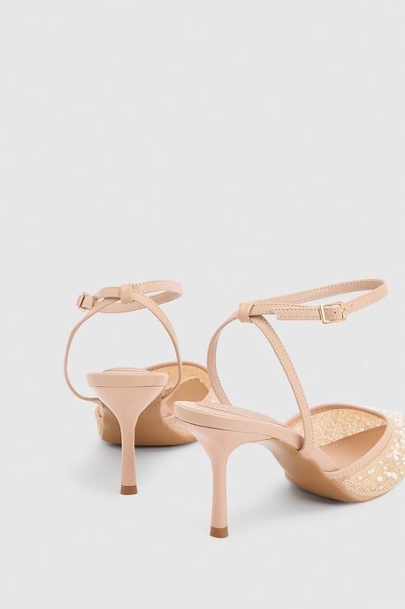 Maria Faux Leather Sequin Embellished Stiletto Court Shoes - Image 4