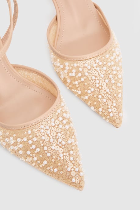 Maria Faux Leather Sequin Embellished Stiletto Court Shoes - Image 5