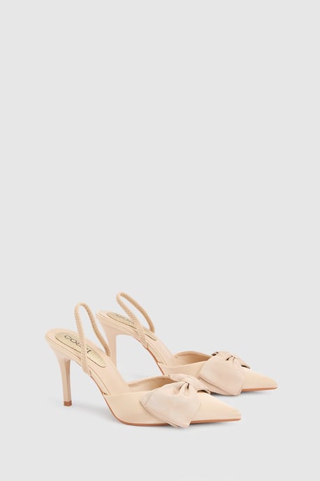Jasmin Satin Slingback High Stiletto Heel Bow Detail Court Shoe - Image 3