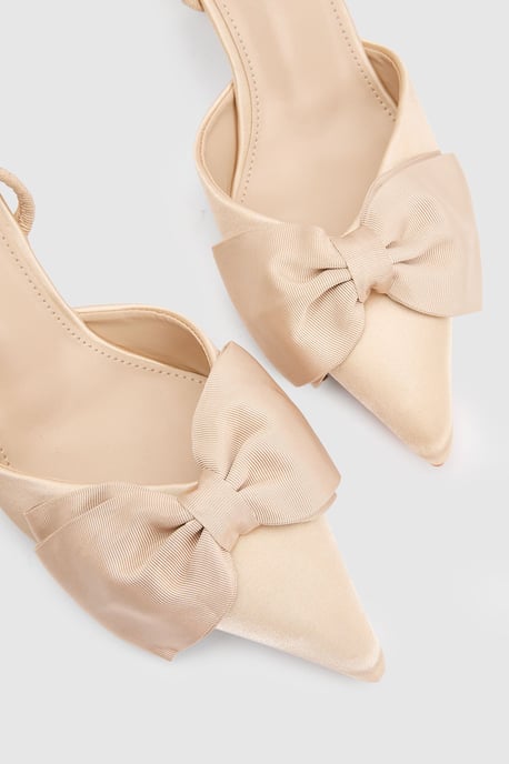 Jasmin Satin Slingback High Stiletto Heel Bow Detail Court Shoe - Image 5
