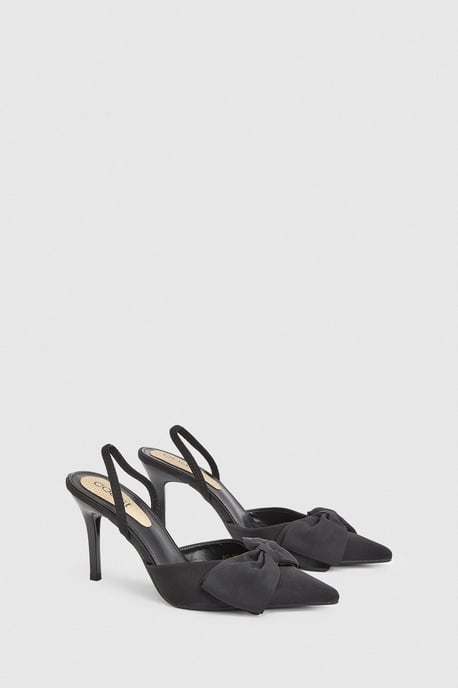 Jasmin Satin Slingback High Stiletto Heel Bow Detail Court Shoe - Image 3