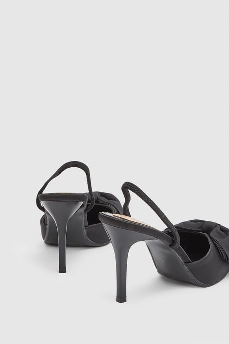 Jasmin Satin Slingback High Stiletto Heel Bow Detail Court Shoe - Image 4