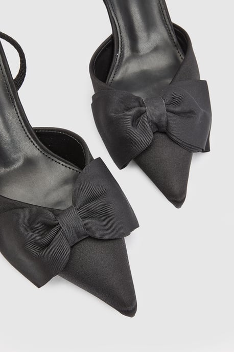 Jasmin Satin Slingback High Stiletto Heel Bow Detail Court Shoe - Image 5
