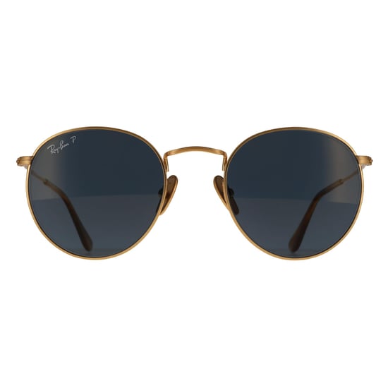 Ray-Ban Round Unisex Brushed Gold Blue Mirror Gold Polarized RB8248 Round Titanium - Image 1