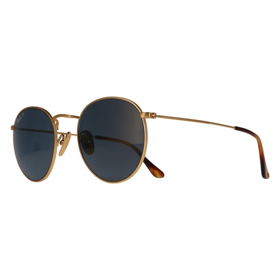 Ray-Ban Round Unisex Brushed Gold Blue Mirror Gold Polarized RB8248 Round Titanium - Image 2