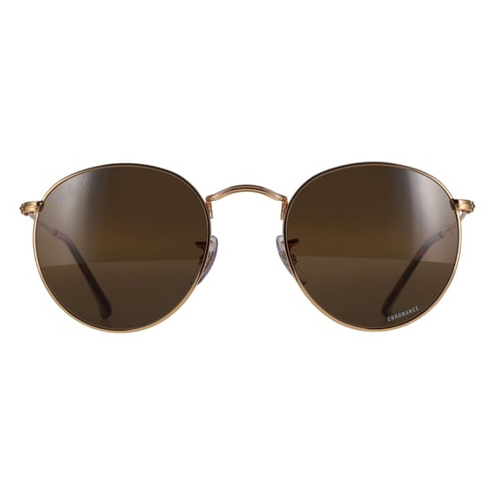 Ray-Ban Round Unisex Gold Silver Brown Polarized Chromance Round Metal RB3447 - Image 1