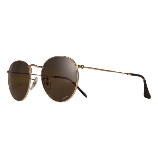 Ray-Ban Round Unisex Gold Silver Brown Polarized Chromance Round Metal RB3447 - Image 2