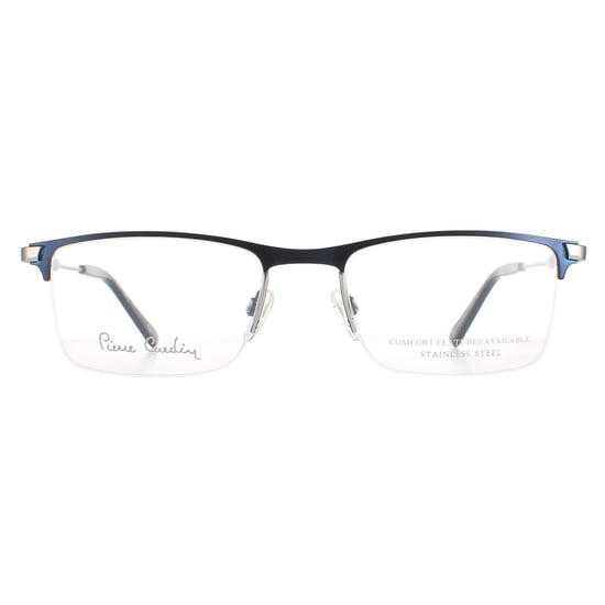 Pierre Cardin Half Rimless Mens Matte Blue Ruthenium Glasses - Image 1