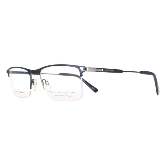 Pierre Cardin Half Rimless Mens Matte Blue Ruthenium Glasses - Image 2