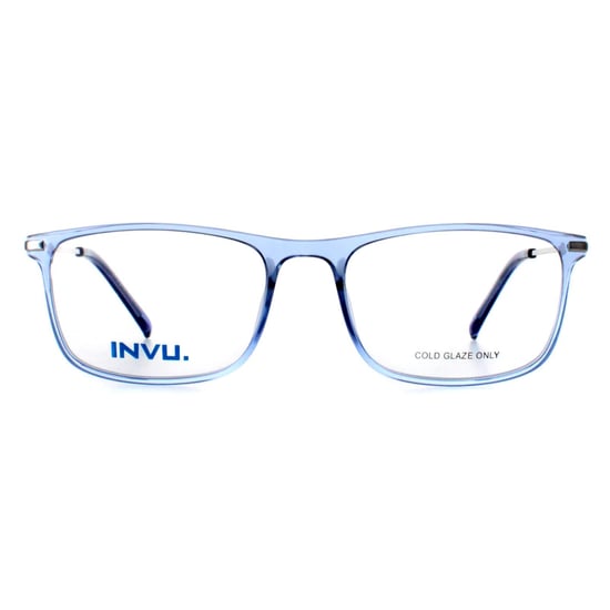INVU Rectangle Unisex Transparent Blue Dove Silver B4135 - Image 1